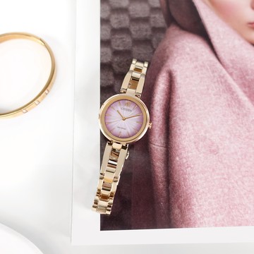 CITIZEN 星辰表 / EM0809-83Z / 光動能 閃耀迷人 漸層色彩 日本機芯 不鏽鋼手錶 粉x鍍玫瑰金 28mm