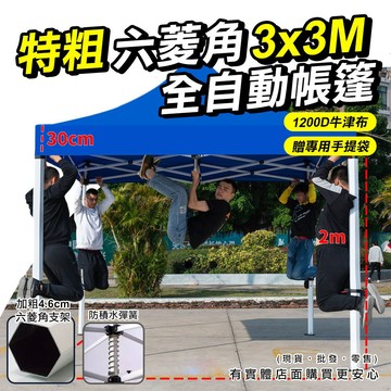 【現貨】活動帳 客廳帳 六菱角帳篷+手提袋 3x3M 帳篷 炊事帳 遮雨棚 速搭篷 戶外帳 快速帳篷 可客製化 興雲網購