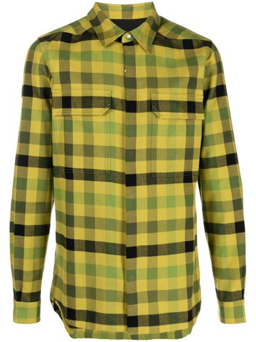 Rick Owens - check-pattern cotton shirt - men - Cotton/Cotton - 52 - Yellow