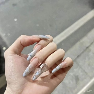 🤩加一超劃祘✨純手工穿戴甲薄荷曼波鏤空蝴蝶美甲高級氣質顯白可拆卸美甲片倒帶純手工穿戴甲 FDXV
