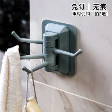 免打孔臥室掛鉤壁掛衣帽架掛衣鉤單鉤廚房衛生間免釘活動旋轉掛鉤
