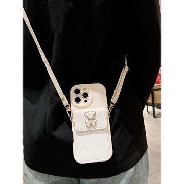 小香風零錢卡包適用于蘋果16Promax手機殼iPhone16Pro保護套15Plus鏡頭全包14軟殼防摔13斜跨背帶12奢華11女X