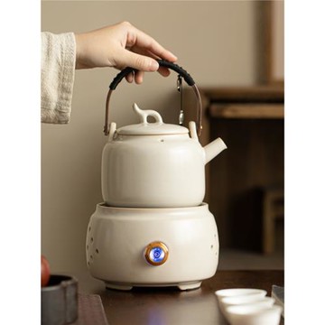 德化陶瓷電陶爐日式提梁壺煮茶壺燒水壺泡茶器煮茶器圍爐煮茶套裝