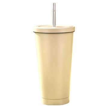 304不鏽鋼環保吸管杯 吸管 保溫保冷4-6小時  奶茶色  750ml  1個