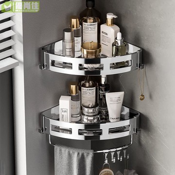 免打孔衛生間浴室置物架304不銹鋼廁所洗手間收納淋浴房三角壁掛