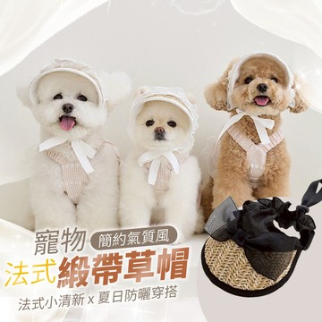 【台灣現貨】寵物帽子 狗狗帽子 ins風寵物帽子 蕾絲帽 遮陽帽 法式草帽 露耳遮陽帽 防晒 遮陽 防曬 福媽寵物