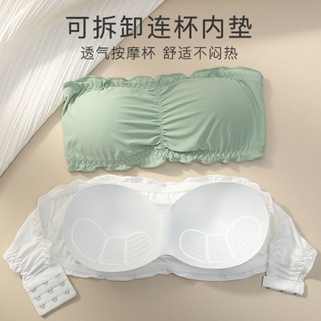 無肩帶冰絲內衣防滑防走光無痕裹胸防掉學生無鋼圈百搭夏天薄款【倪醬】