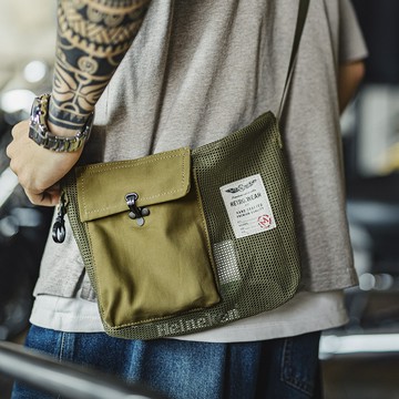 馬登工裝 山系戶外斜背包小包輕便手拎包機能手提包網眼郵差包男夏