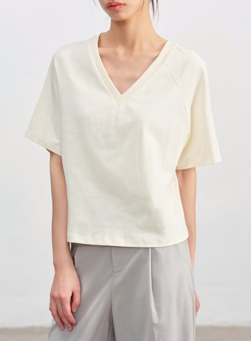 涼感V領寬版上衣