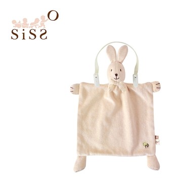【SISSO有機棉】彩棉咖咖兔安撫手帕巾+多用途圍兜夾組