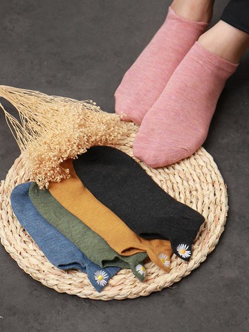 刺繡小花隱形襪