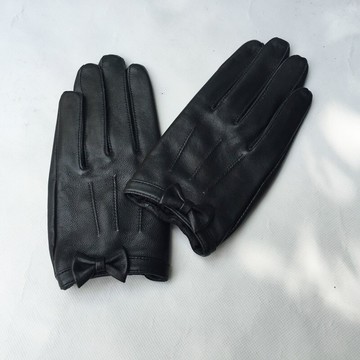 現貨+預購 真皮手套保暖手套-黑色羊皮蝴蝶結短款女手套4款74by16【獨家進口】【米蘭精品】