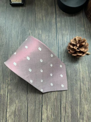 藕色小方塊真絲領帶商務百搭基礎款