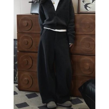 法式極簡風厚實保暖羊毛彎刀褲2026秋冬女流行爆款洋氣毛呢鐮刀褲