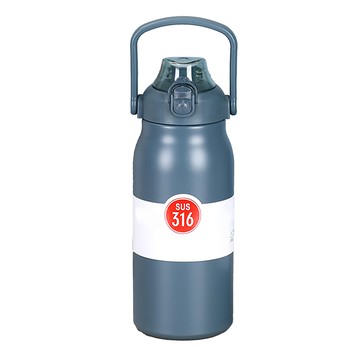 316不鏽鋼 大容量手提吸管保溫壺  蔚海藍  1.8L  1個