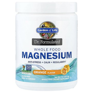 Garden of Life, Dr. Formulated，全食鎂，柳丁味，7 盎司（197.4 克）