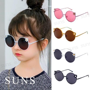 【SUNS】兒童圓框墨鏡 時尚ins小花造型太陽眼鏡 抗UV(0030)