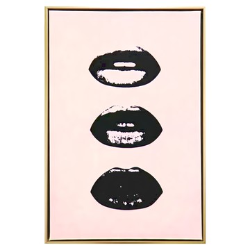 STYLEG時代家居 油畫布有框畫 粉底豐唇  60 x 40 x 3.5cm  金色