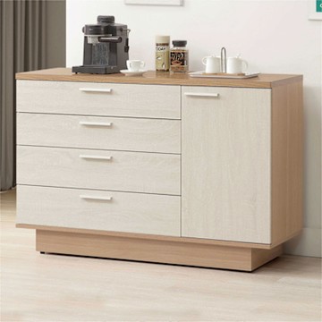 文創集 賓利雙色4尺單門四抽餐櫃-120x40x80cm免組