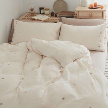 翔仔居家 純棉 刺繡色織水洗棉被套 單人 雙人尺寸 水洗棉 長絨棉系列 純棉被套 薄被套 純棉薄被套