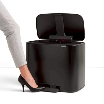 Brabantia BO系列-時尚腳踏式垃圾筒11+23L-時尚黑