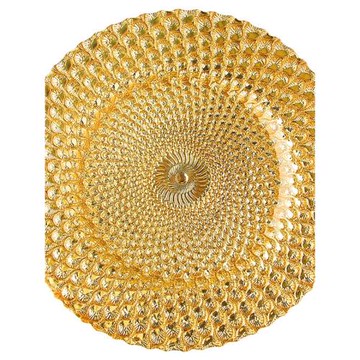 奢華金色玻璃盤子酒店西餐盤墊擺臺冷菜玻璃餐具盤宴會牛排裝飾盤