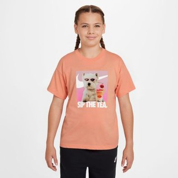 NIKE 短袖上衣 童裝 女童 大童 寬鬆版型 G NSW PHOTO TEE 橘 HQ2337-844