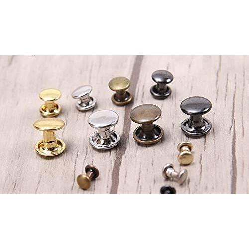 両面カシメ １００個入り 5mm 6mm 7mm 8mm 9mm 10mm 12mm ゴールド シルバー(7mm×7mm, アンティークゴールド)