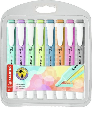 STABILO swing cool Pastel馬卡龍色系螢光筆8色入275-08-2【領券滿額再折千7/31止】
