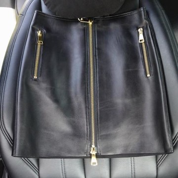 海寧真皮綿羊皮2025秋冬半身裙高腰口袋顯瘦包臀短裙子a字裙時尚