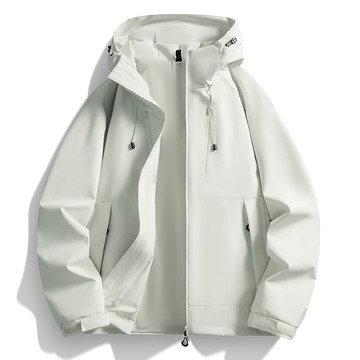 新品 檔口出貨 2025夾克男連帽情侶裝男女同款可二開素色衝鋒外套男士戶外運動休閒上衣