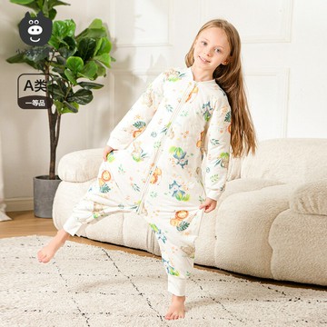 小豬大衛嬰兒秋冬純棉夾棉睡袋連體睡衣護肚保暖防踢被分腿睡袋鑫弘-萌寶童裝可開發票