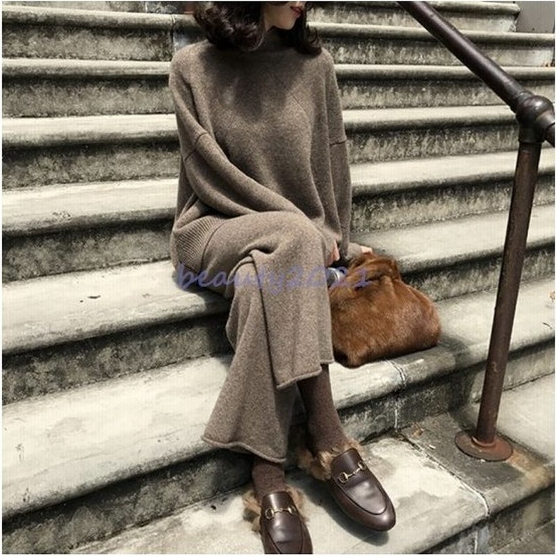 ニットセットアップ レディース パンツ 秋冬 セットアップ 冬服 ガウチョパンツ ニットアップ ゆったり ハイネック ワイドパンツ オシャレ 通販 Lineポイント最大get Lineショッピング