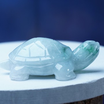 【吉祥‧長壽】飄花翡翠烏龜 | 天然緬甸A貨翡翠 | 送禮