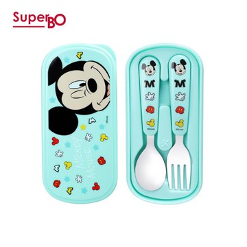 SuperBO 幼兒不鏽鋼匙叉組(附盒) 米奇