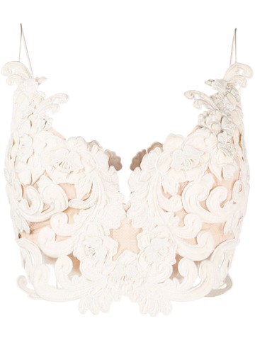 ZIMMERMANN - Sensory lace bustier top - women - Viscose/Silk/Polyester/Polyamide/Cotton - 1 - Neutrals