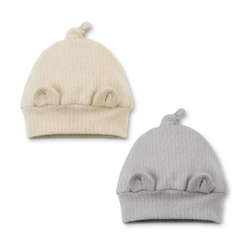 KU.KU 酷咕鴨 KUKU PLUS 竹纖羅紋造型嬰兒帽(2色可選)