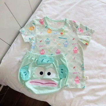mori🎀mori韓版萌趣系列純棉兩件套夏季嬰幼兒寶寶可愛卡通短袖屁屁褲套裝