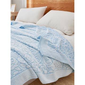 純棉老式傳統毛圈毛巾被成人毛巾毯全棉棉紗緞檔提花午睡空調蓋毯