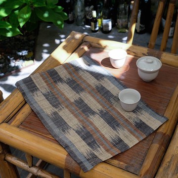 手织麻布餐垫 织布机织造 復古手工清新簡約隔熱刺绣餐墊杯墊茶席