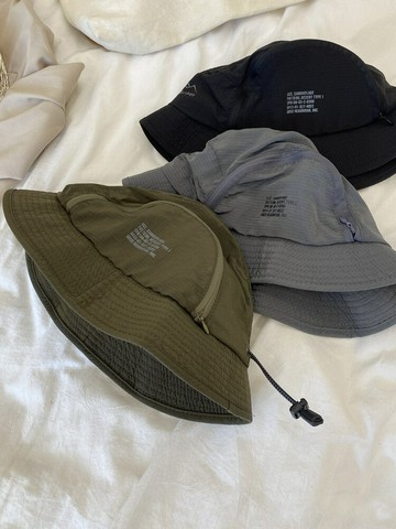 日系小眾復古工裝輕薄速干拉鏈包機能漁夫帽子男戶外登山防曬盆帽