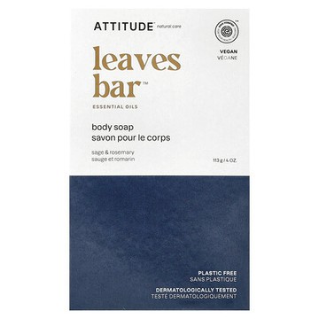 ATTITUDE, Leaves Bar™，洗浴塊皂，鼠尾草和迷迭香，4 盎司（113 克）