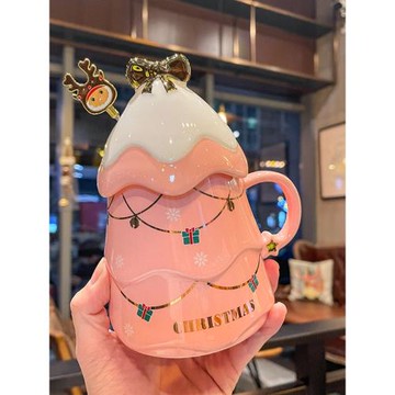 高顏值圣誕樹杯子套裝禮盒 女生圣誕節禮物陶瓷杯 可愛情侶馬克杯