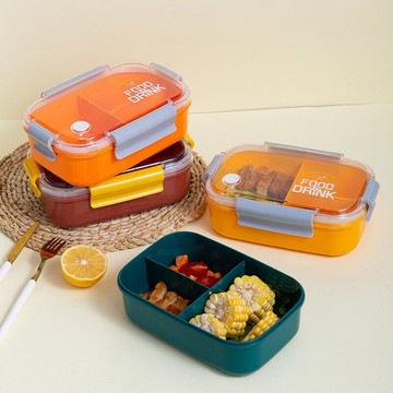 高顏值三格密封帶蓋帶扣防灑防漏家用飯盒便當盒餐盒可微波爐加熱