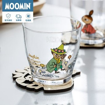 姆明Moomin玻璃杯北歐卡通描金水杯鈣鈉玻璃杯果汁飲品杯可愛杯子