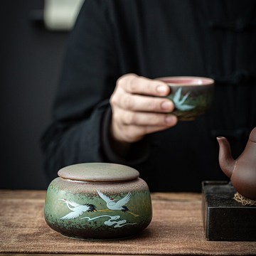 優惠大促銷~琛森窯變茶葉罐大號半斤裝陶瓷密封罐家用普洱紅茶復古醒茶罐通用???? 雙11全館免運