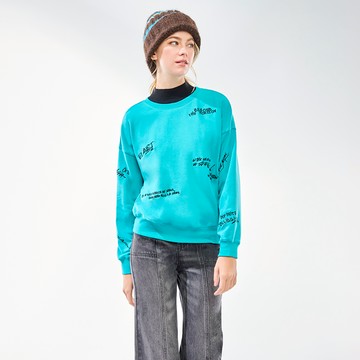 標語刺繡亮色上衣