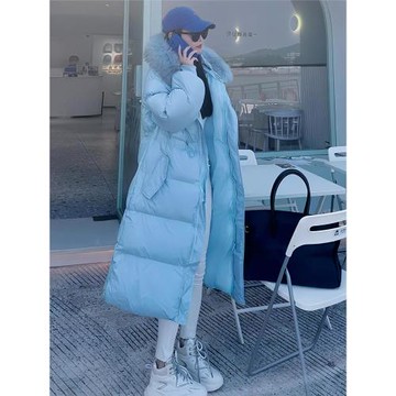 羽絨棉服女仿狐貍毛領加厚2025冬新款時尚顯瘦中長款保暖外套