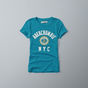 AF a&f Abercrombie & Fitch 女 短袖 T恤 藍 2354