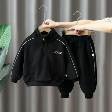 男童冬季加厚搖粒絨套裝洋氣兒童秋冬保暖兩件套帥氣寶寶加絨冬裝